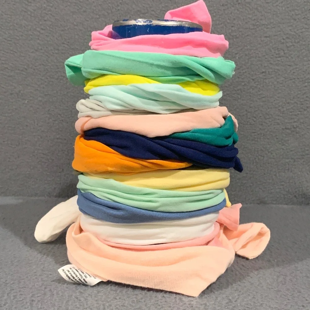 Gerber Baby Girls Bow Headbands Lot‎ of 16 Multicolor Soft Stretch Ribbed Pasel